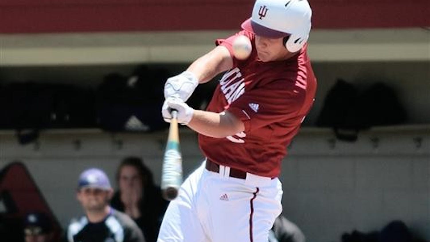 Freshman outfielder Alex Dickerson fouls off a pitch by Northwestern's Zach Morton Sunday afternoon at Sembower Field.