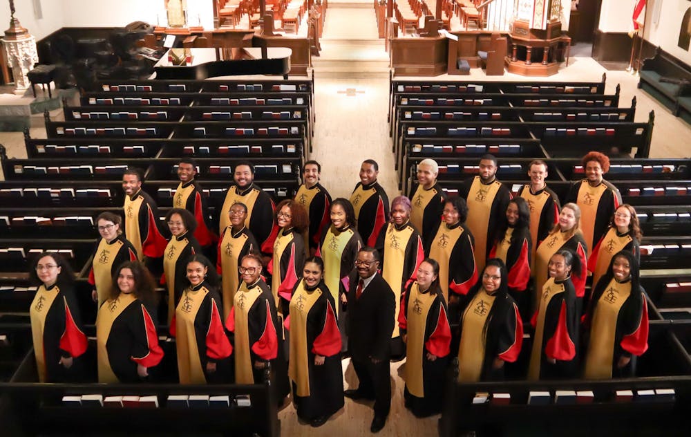 <p>The African American Choral Ensemble is photographed. ACE is one of three ensembles within the African American Arts Institute and specializes in music that is composed by, for or about African Americans. </p>