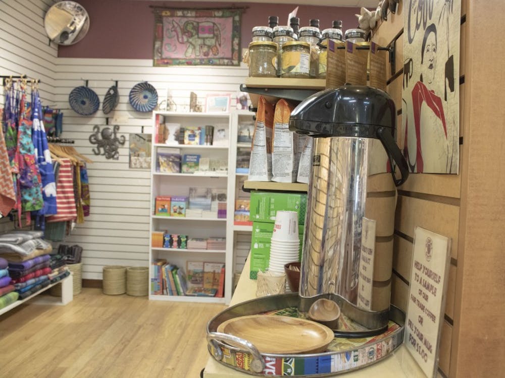 Global Gifts is located at 122 N. Walnut St. The store offers fresh brewed coffee among internationally made products, such as jewelry, instruments and pillows.&nbsp;