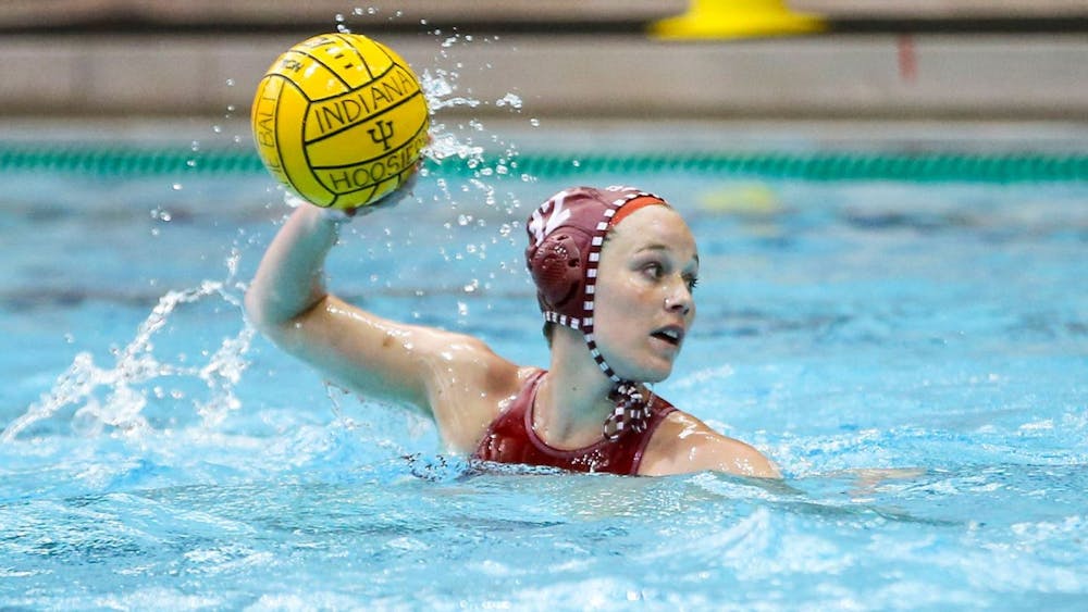 <p>Then-junior Tina Doherty prepares to throw the ball during a water polo match against San Jose State University on April 17, 2021, in San Jose, California. Indiana will take on the University of Southern California on March 12 in Los Angeles.</p>