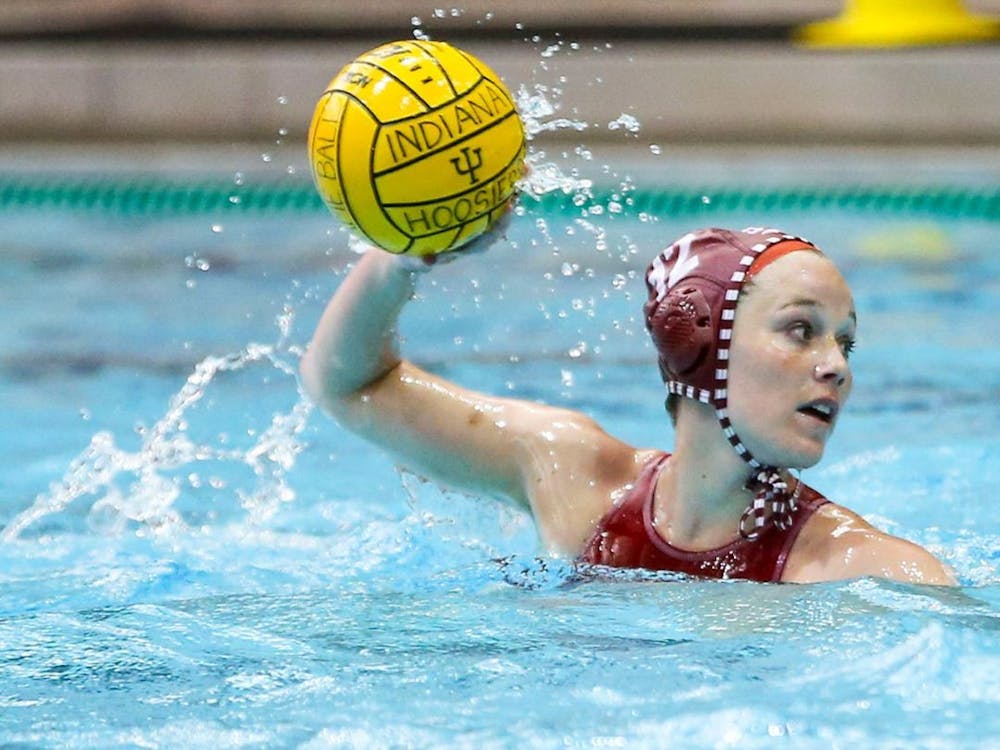 Then-junior Tina Doherty prepares to throw the ball during a water polo match against San Jose State University on April 17, 2021, in San Jose, California. Indiana will take on the University of Southern California on March 12 in Los Angeles.