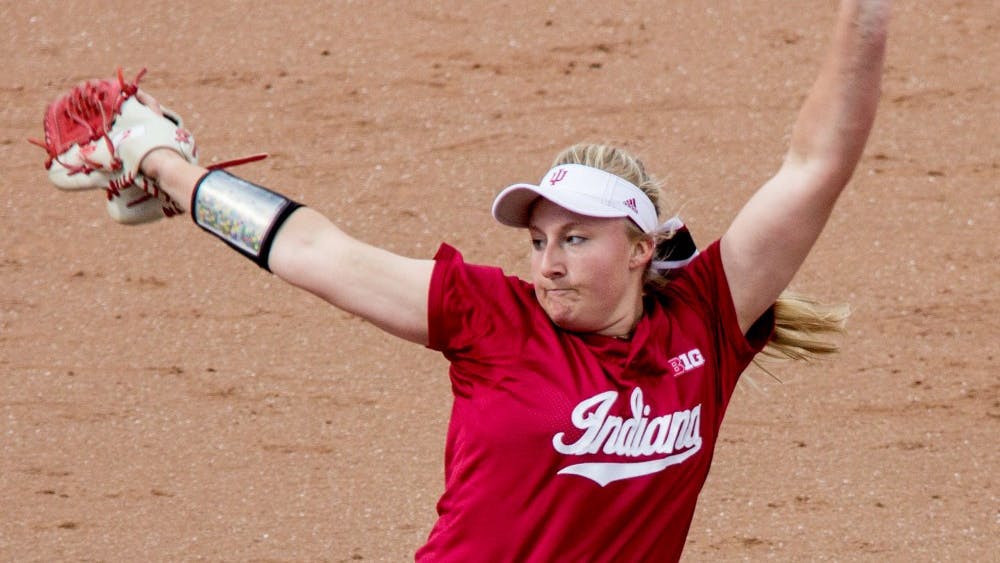 Then-freshman pitcher Josie Wood throws a pitch during a 2016 game against Indiana State University at Andy Mohr Field. Now a redshirt sophomore, Wood threw pitches during IU's fall season after missing all of the 2017 season with an injury.