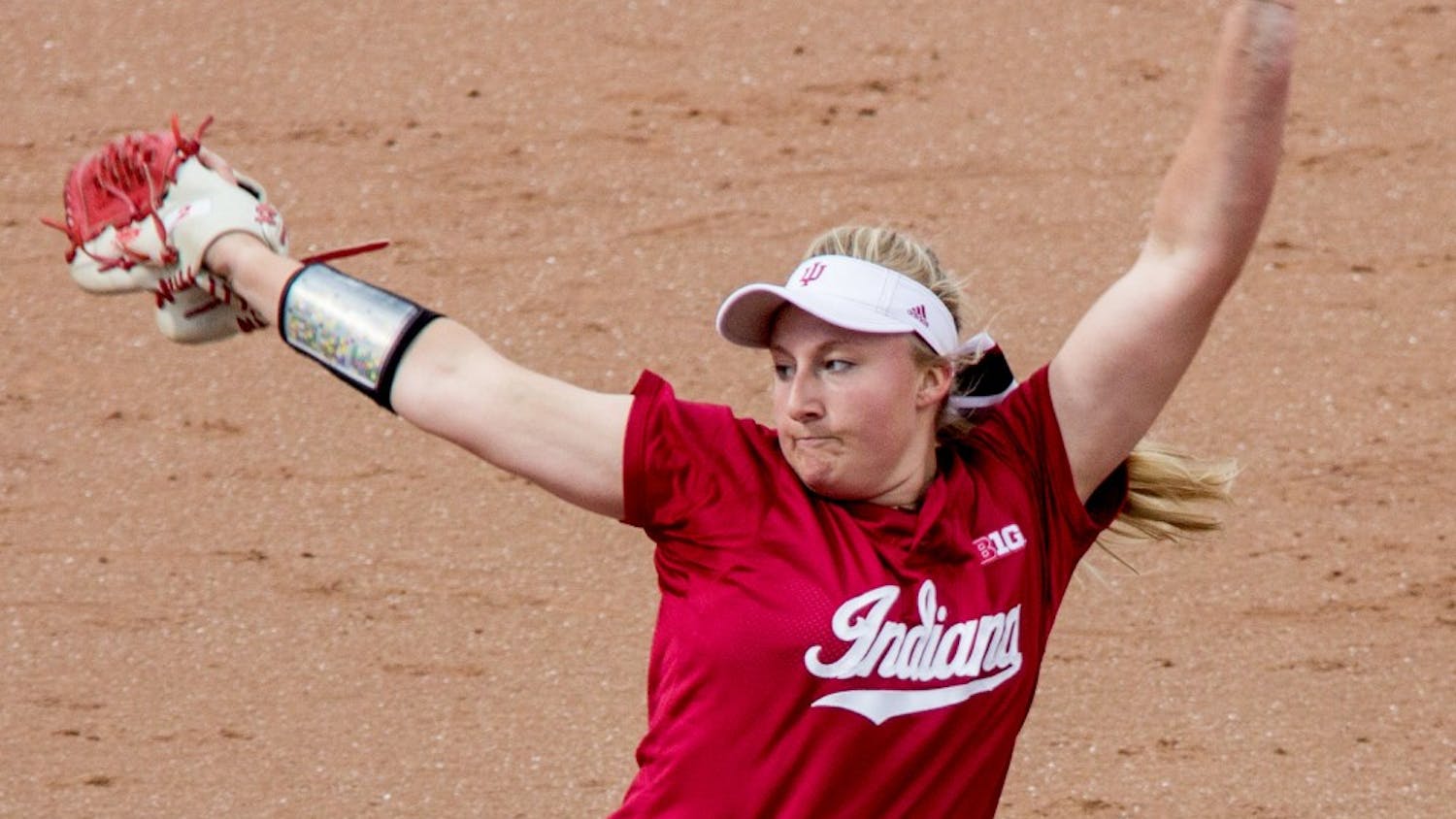 Then-freshman pitcher Josie Wood throws a pitch during a 2016 game against Indiana State University at Andy Mohr Field. Now a redshirt sophomore, Wood threw pitches during IU's fall season after missing all of the 2017 season with an injury.