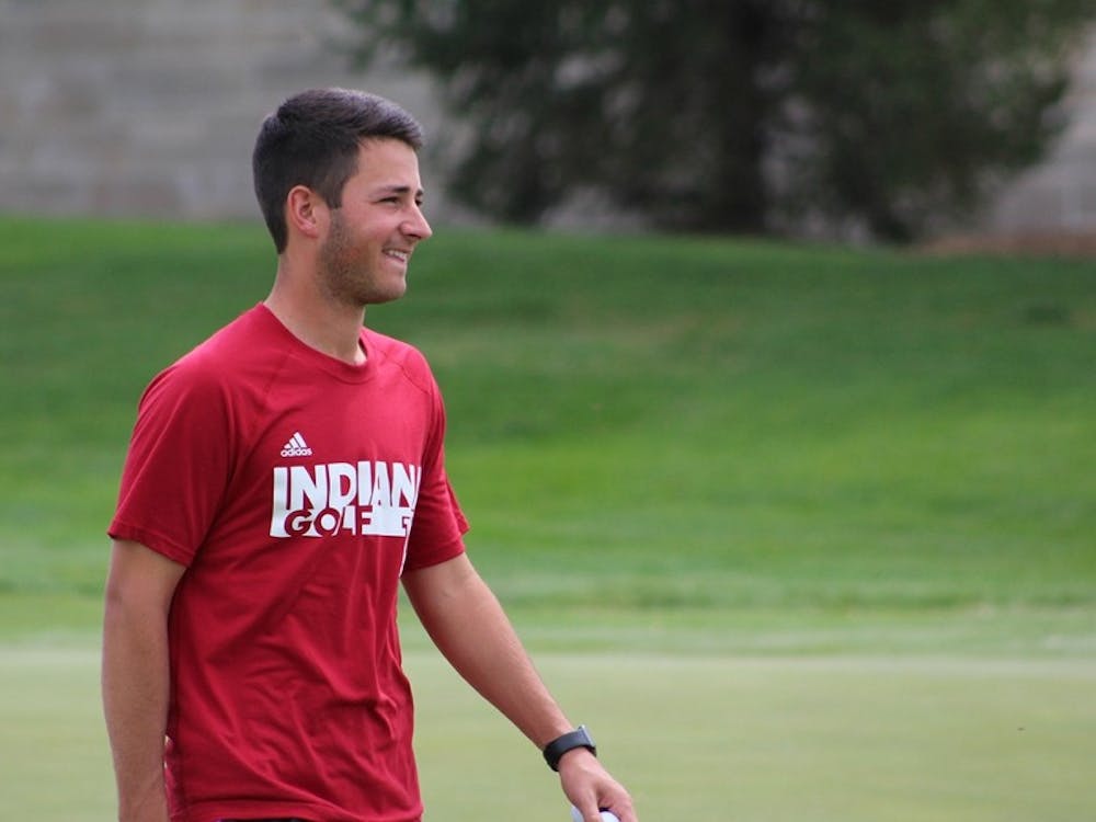Then-sophomore Jake Brown practices at the IU Golf Course in April 2017. IU will play the University of North Carolina at Greensboro Feb. 23-25 in Dorado, Puerto Rico.