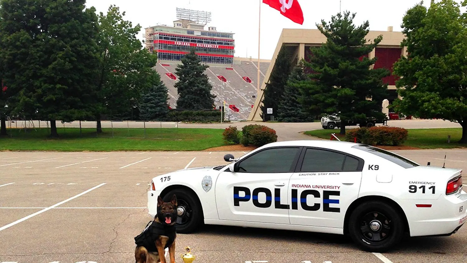 Collins' German Shepard Tery sits with his first place trophy from the K9 Olympics. Tery has been working with Collins for three years.