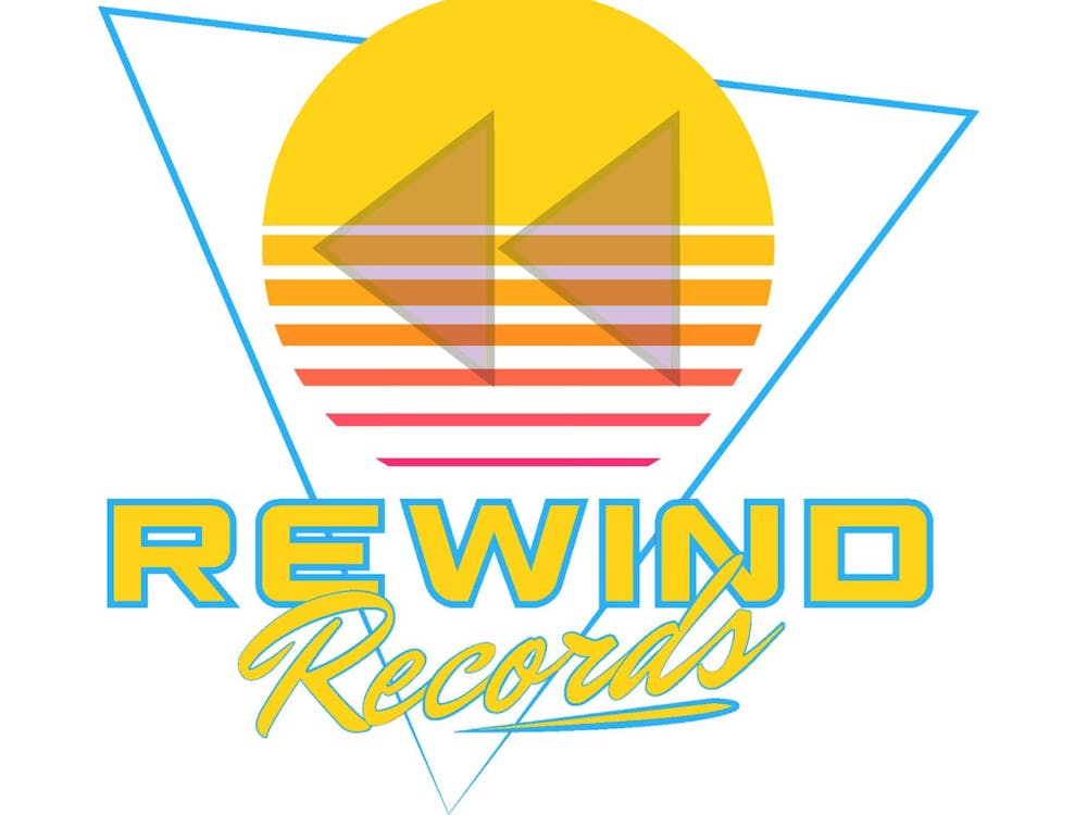 The logo for Rewind Records is pictured. The independent record label will host a grand opening for its new retail space on May 27 at Fountain Square Mall. 