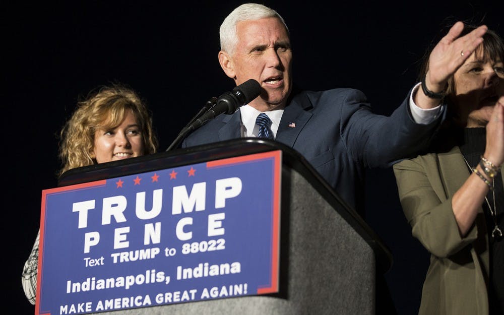 Vice President-Elect Mike Pence addresses a crowd of supporters at the Indianapolis Airport on November 10, 2016. Photo/ Evan De Stefano