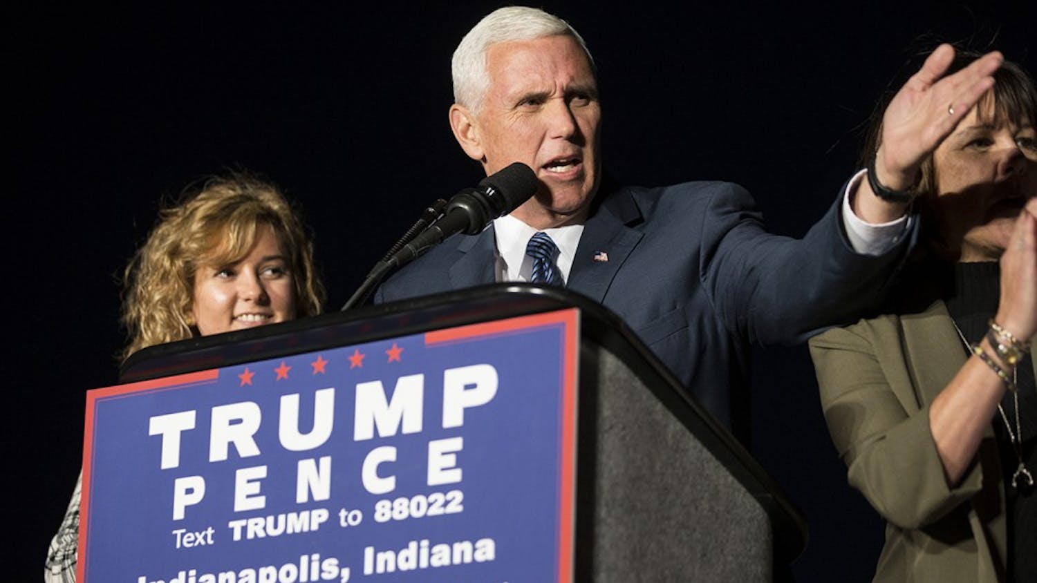 Vice President-Elect Mike Pence addresses a crowd of supporters at the Indianapolis Airport on November 10, 2016. Photo/ Evan De Stefano