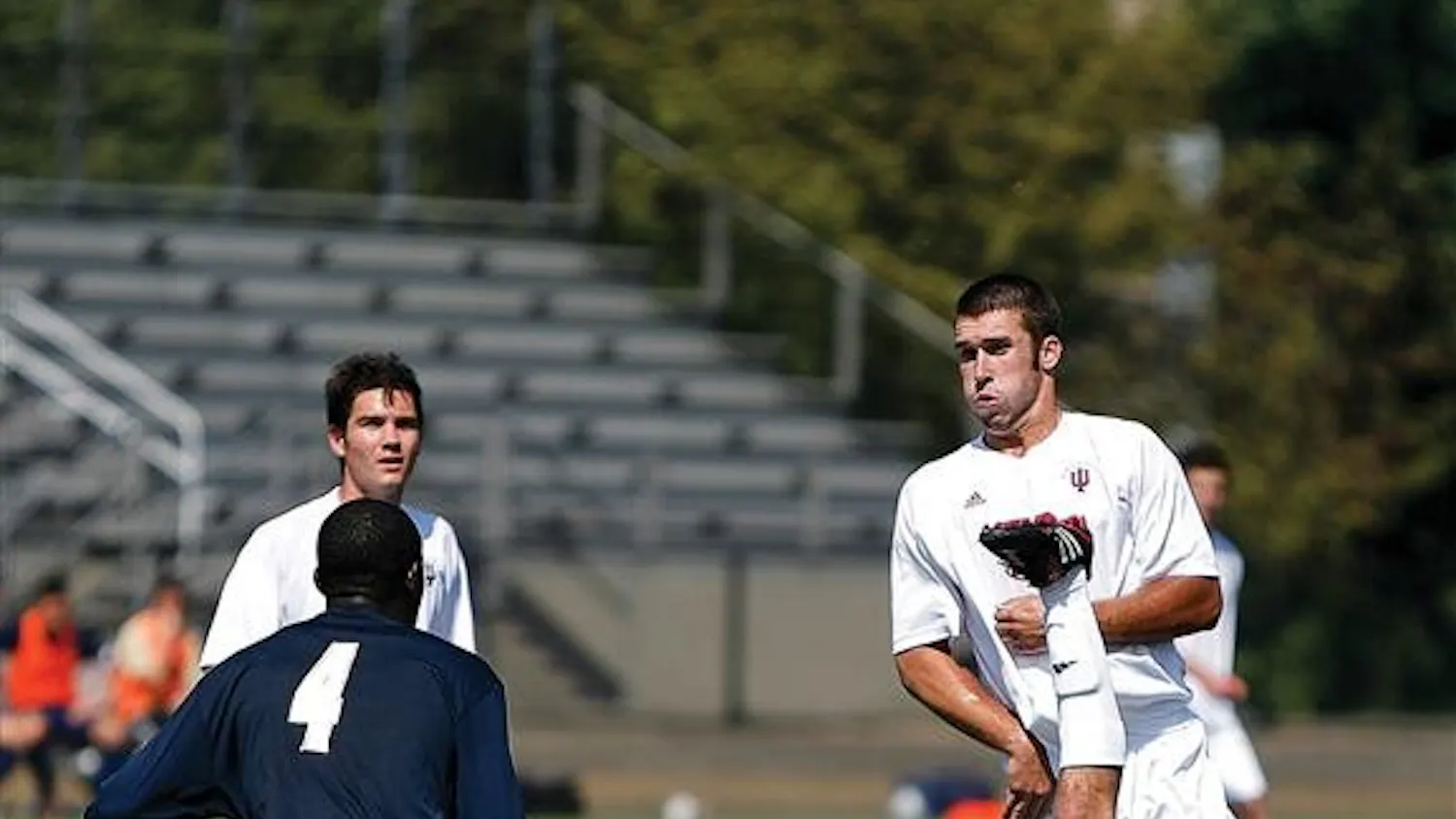 Junior midfielder Lee Hagedorn attempts a bicycle kick during the Hoosiers' 0-0 tie with Akron Sunday afternoon at Bill Armstrong Stadium.