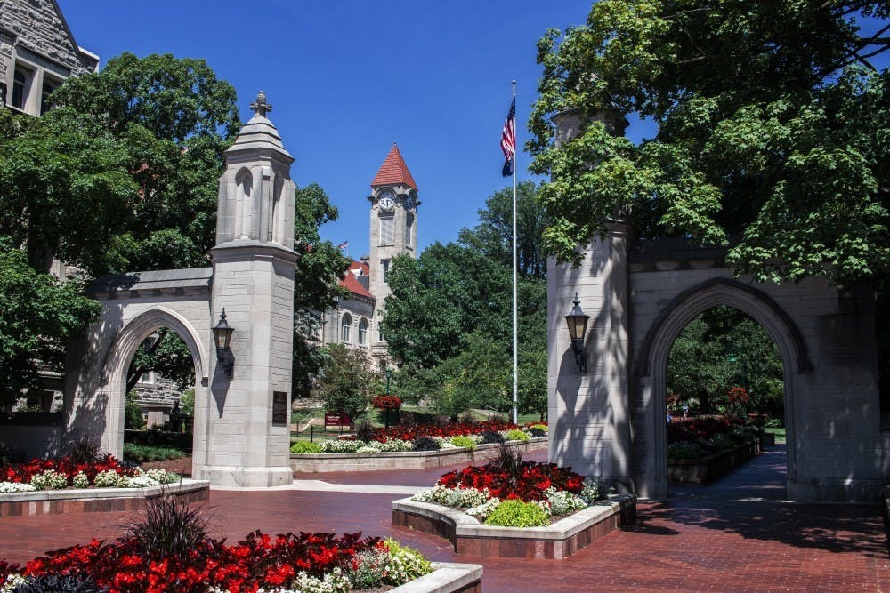 <p>Sunshine illuminates the Sample Gates on June 28, 2019, on the IU-Bloomington campus. Prospective students have been able to take virtual tours of campus in lieu of in-person visits during the coronavirus pandemic.</p>