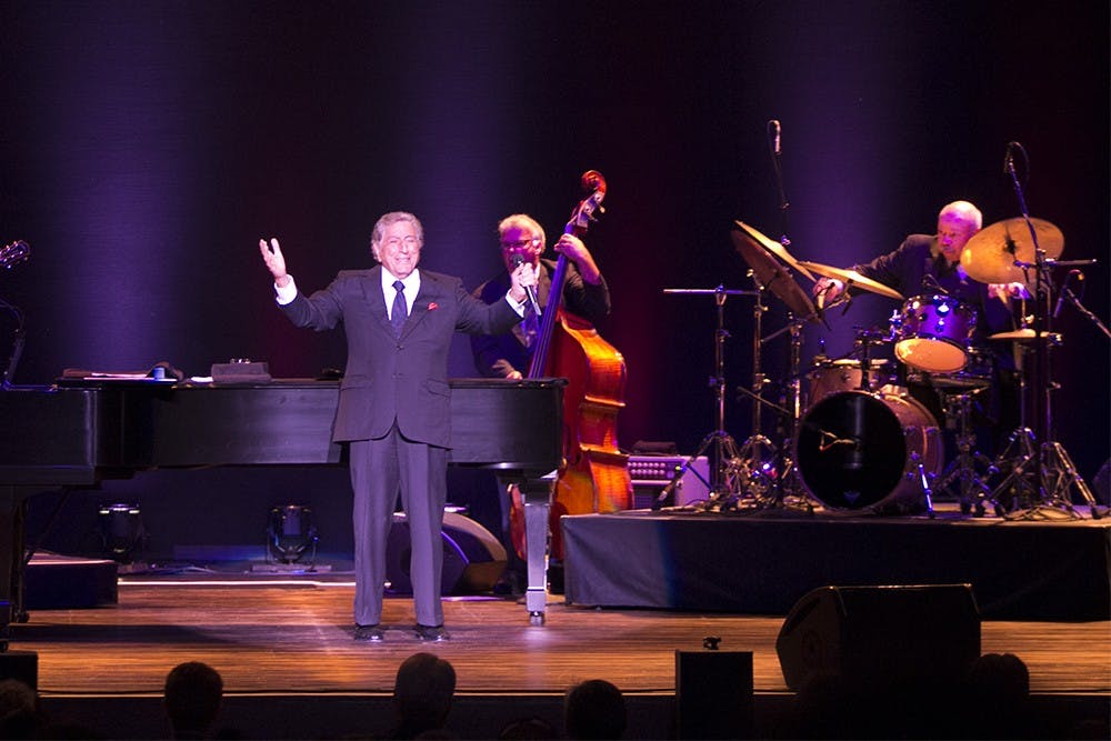 Tony Bennett sings "The Best is yet to come" and "Maybe This Time" in beginning of his concert which is in the IU Auditorium on Sunday night.