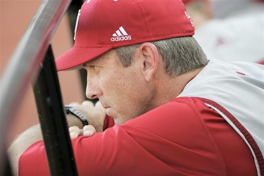 IU head baseball coach Tracy Smith watches the Hoosiers play Louisville during the 2009 season at Patterson Stadium. 