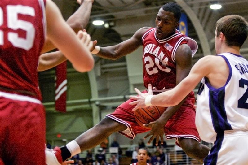 Freshman Guard Nick Williams gathers the ball in the first half of IU's 77-75 loss to Northwestern on Wednedsay evening in Evanston, Ill. IU takes on the Wildcats at 6:30 p.m. today at Assembly Hall. 