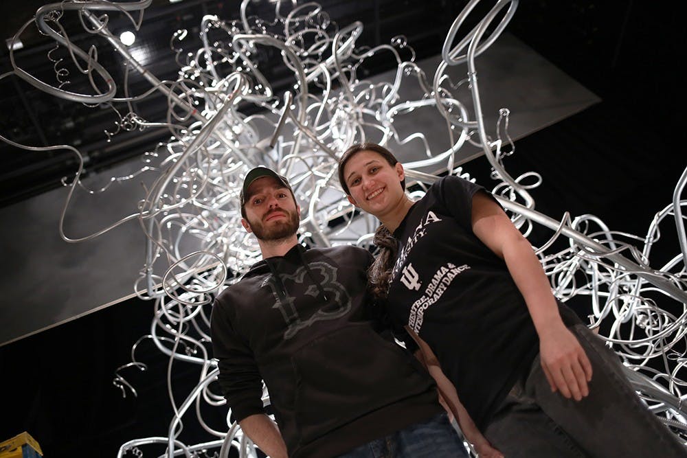 Graduate students Bradley Shaw and Kristen Marino helped in the building process of the exhibit. 