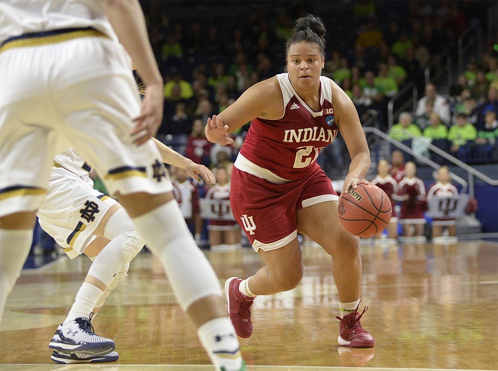 Karlee McBride plays during NCAA Tournament Second Round Monday. IU lost against Notre Dame 70-87. 