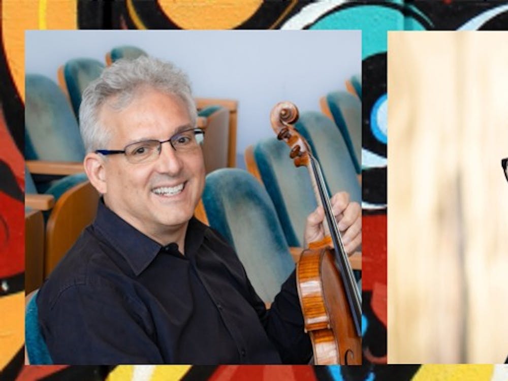 左图为中提琴手爱德华•加佐利亚斯(Edward Gazouleas)和钢琴家阿兰姆•阿拉克里安(Aram Arakelyan)。拉丁美洲音乐中心正在举办一场中提琴音乐会，作为Salón拉丁美洲室内乐系列的一部分。