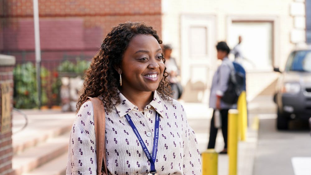 Quinta Brunson is shown in a scene from &quot;Abbott Elementary.&quot; Brunson is the first Black woman to earn three nominees in one year for the same series.