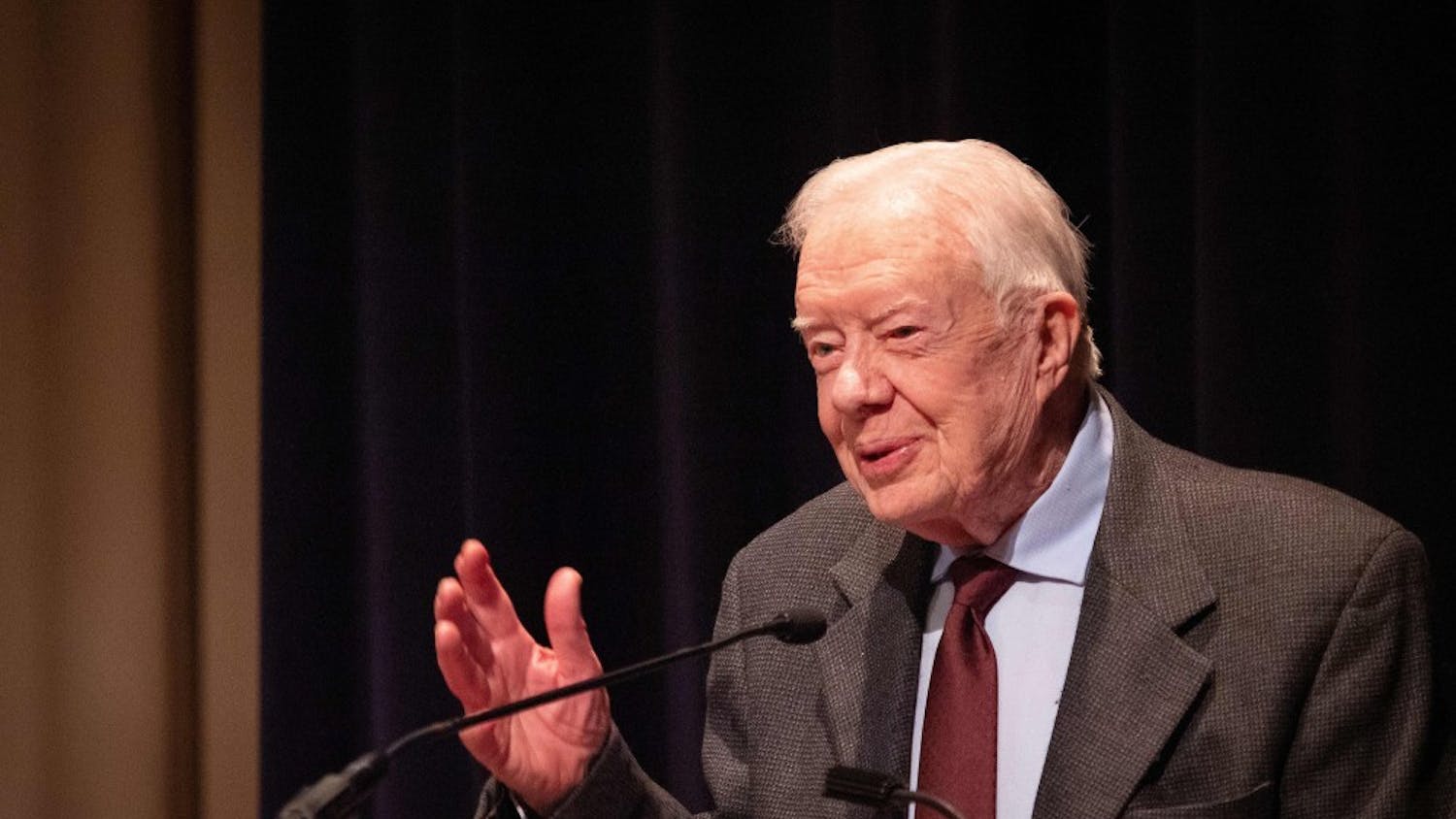 Former President Jimmy Carter fell Monday at his home in Plains and suffered a "minor pelvic fracture," the Carter Center tweeted Tuesday morning.