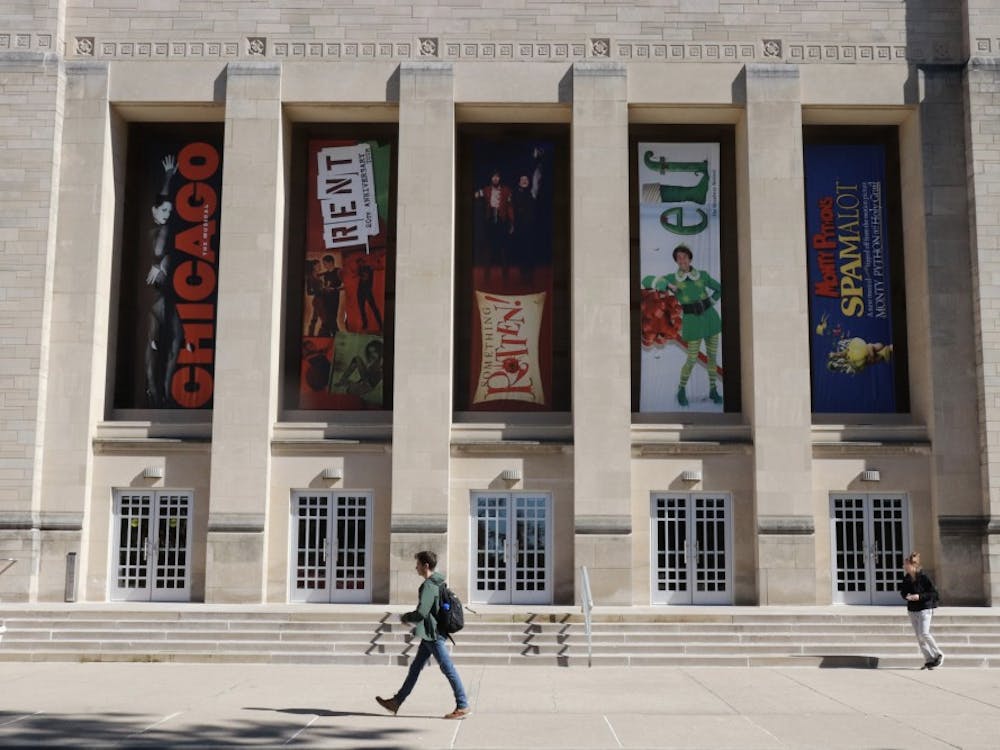 IU Auditorium displays posters for shows IU productions during the 2018-2019 season.&nbsp;