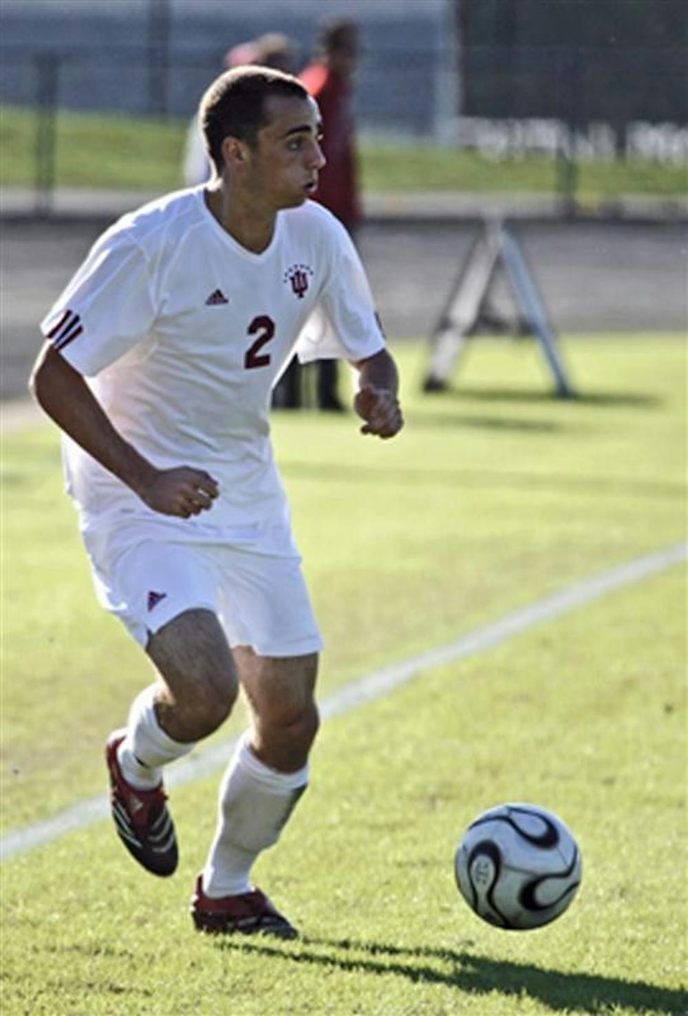 IU sophomore midfielder Rich Balchan surveys the field during the Hoosiers game against Penn State Sunday, Oct. 28, 2007 at Bill Armstrong Stadium. IU won 1-0.