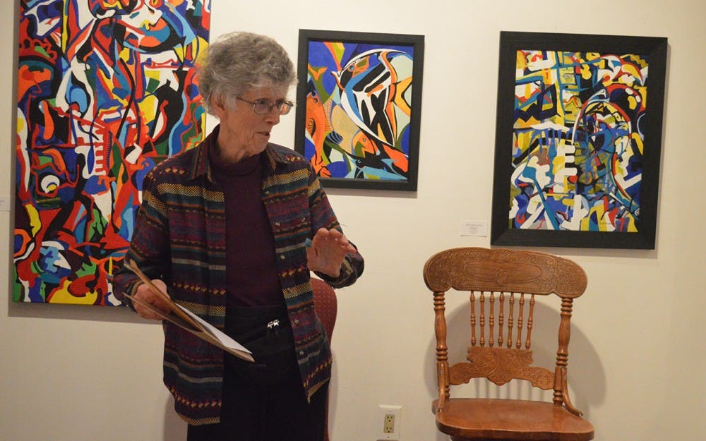 Originally from England, Tonia Matthew reads her poem "Love Letter to my Cat" Tuesday evening at the Venue Fine Arts and Gifts. The Venue was host to&nbsp;a "Words of Love" poetry-writing event for Valentine's Day.&nbsp;