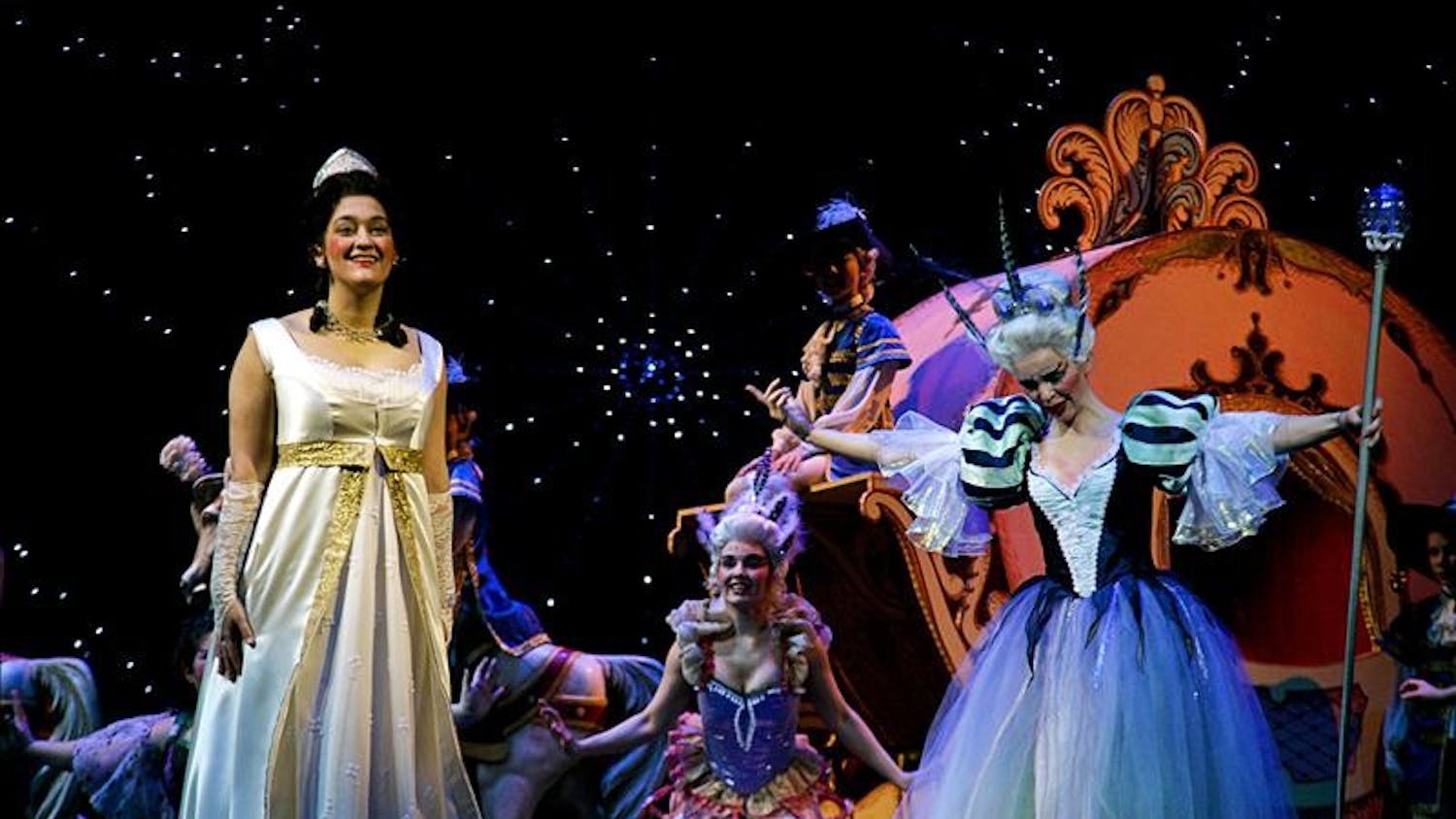 Graduate student Carolina Castells, as Cinderella, prepares to leave for the ball Tuesday evening in the Musical Arts Center. "Cendrillon" will perform Feb. 6, 7, 13 and 14 at 8 p.m..
