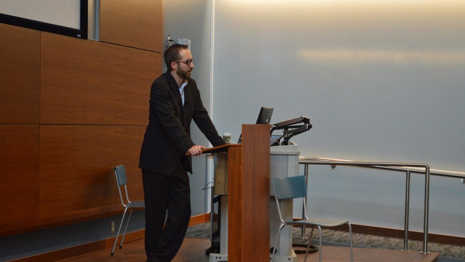 Chris Bail, Lowey associate professor of sociology at Duke University, spoke at an event Tuesday evening about his book "Terrified; How Anti-Muslim Fringe Organizations Became Mainstream" in the Global and International Studies Building. Bail was presenting this talk while not even a mile away, at Franklin Hall, Charles Murray was preparing to speak. 