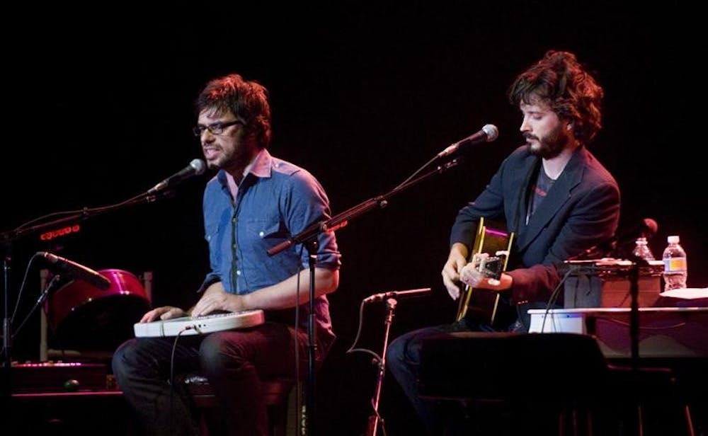 Flight of the Conchords performs Saturday evening at the IU Auditorium. The show was sponsored by Union Board as part of the schedule for Little 500 weekend. 