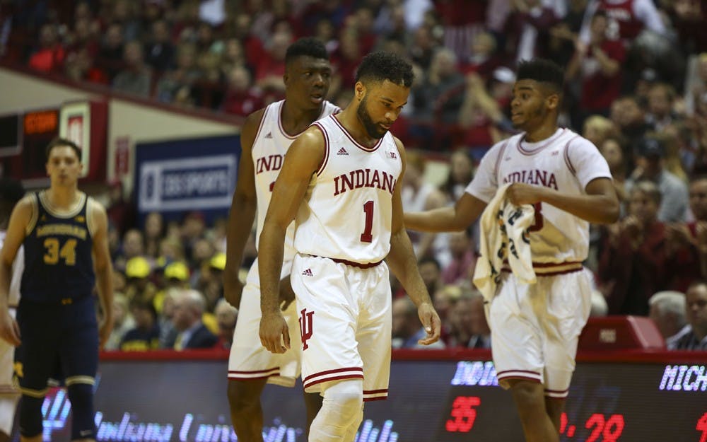 James Blackmon Jr. after a foul is called on Indiana. 