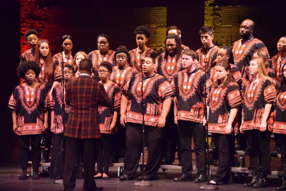The IU African American Choral Ensemble, directed by Raymond Wise, performs a selection of music on Jan. 16, 2017, in the Buskirk-Chumley Theater. Interested students can audition at 7 p.m. Jan. 9 for the African American Choral Ensemble or the IU Soul Revue.
