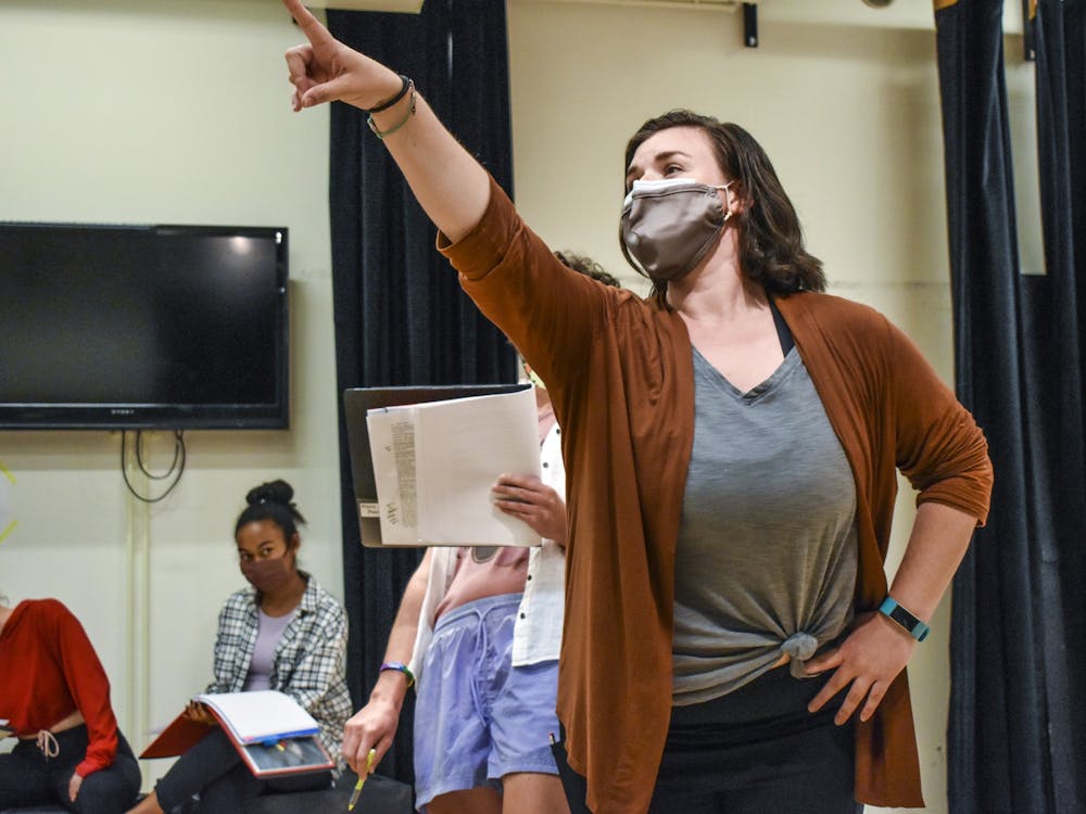 Actors rehearse for &quot;The Well of Horniness&quot; on Sept. 8, 2021. The show is a queer, women-led comedy which satirizes genres traditionally dominated by heterosexual men.