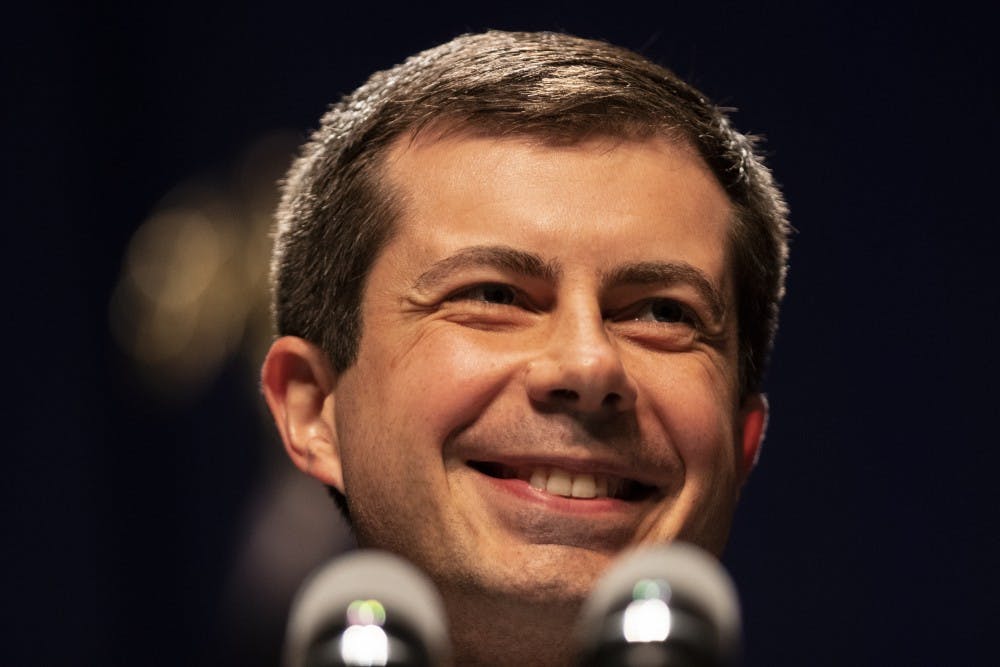 South Bend Mayor Pete Buttigieg spoke at IU Auditorium on June 11