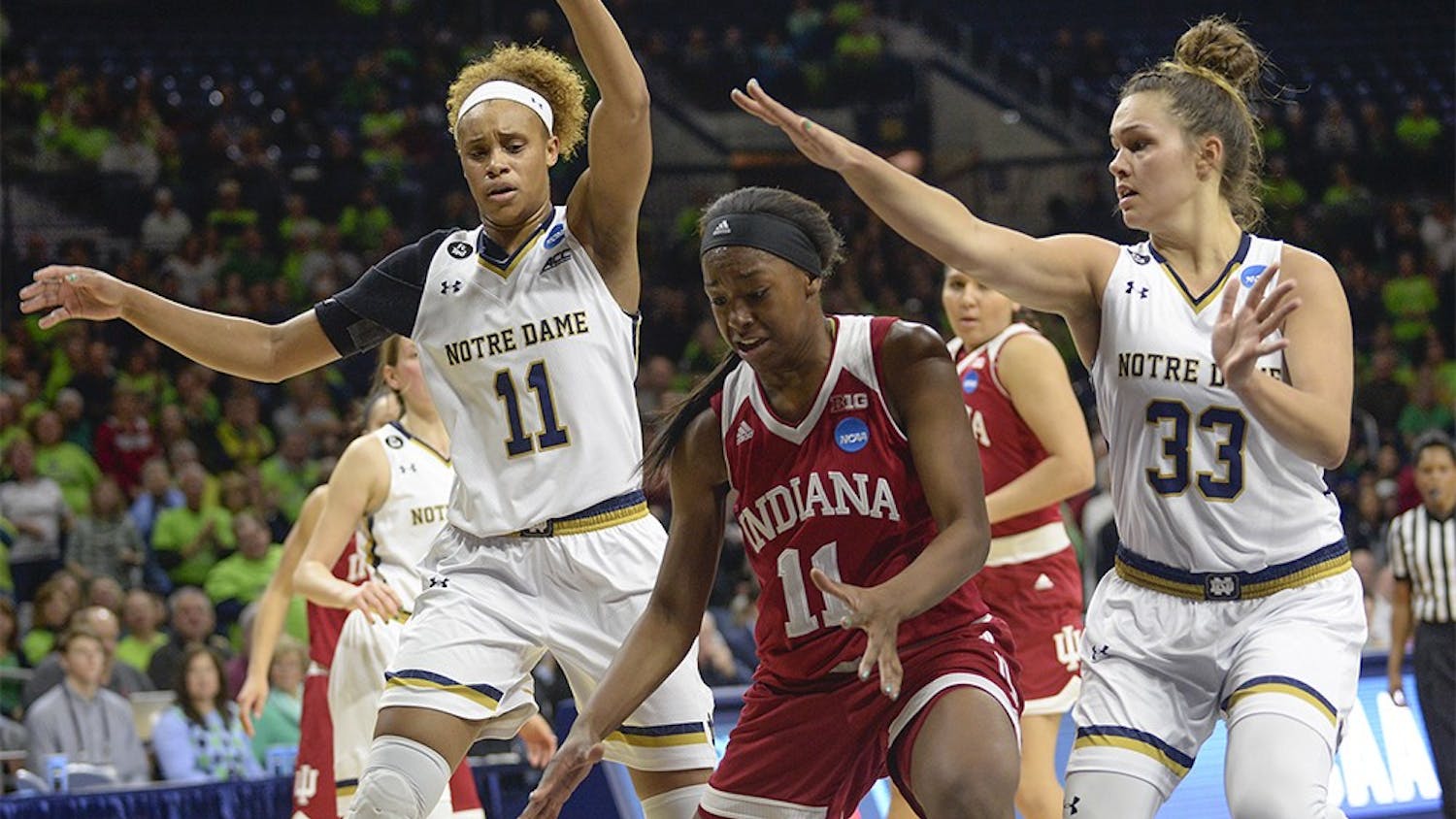 Kym Royster plays during uring NCAA Tournament Second Round Monday. IU lost against Notre Dame 70-87.