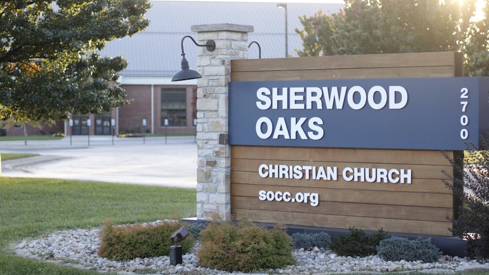 A sign for Sherwood Oaks Christian Church is seen Nov. 7, 2021 at 2700 E. Rogers Road.