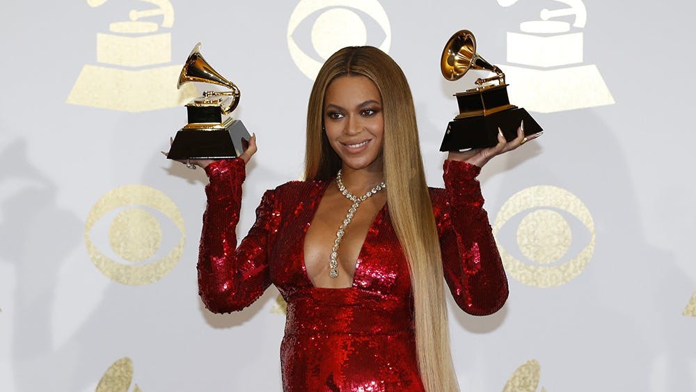 Beyoncé is pictured backstage during the 59th Annual Grammy Awards at Staples Center in Los Angeles on Feb. 12, 2017. During the 65th Annual Grammy Awards on Feb. 5, 2023, Beyoncé received her 32nd Grammy Award, making her the most awarded artist in Grammy history.