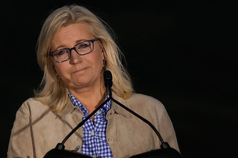 <p>U.S. Rep. Liz Cheney, R-WY, gives a concession speech to supporters during a primary night event on Aug. 16, 2022, in Jackson, Wyoming.</p>