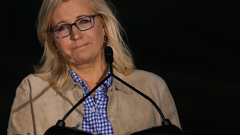 U.S. Rep. Liz Cheney, R-WY, gives a concession speech to supporters during a primary night event on Aug. 16, 2022, in Jackson, Wyoming.