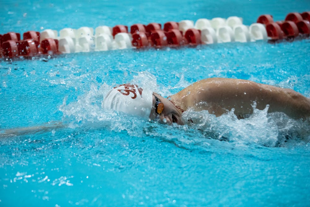 <p>Senior Maggie Wallace swam in the women&#x27;s 200 yard freestyle race on Jan. 28, 2022, at the Counsilman Billingsley Aquatic Center. Wallace is one of three Indiana swimmers competing in the USA Swimming Open Water National Championships this weekend.</p>