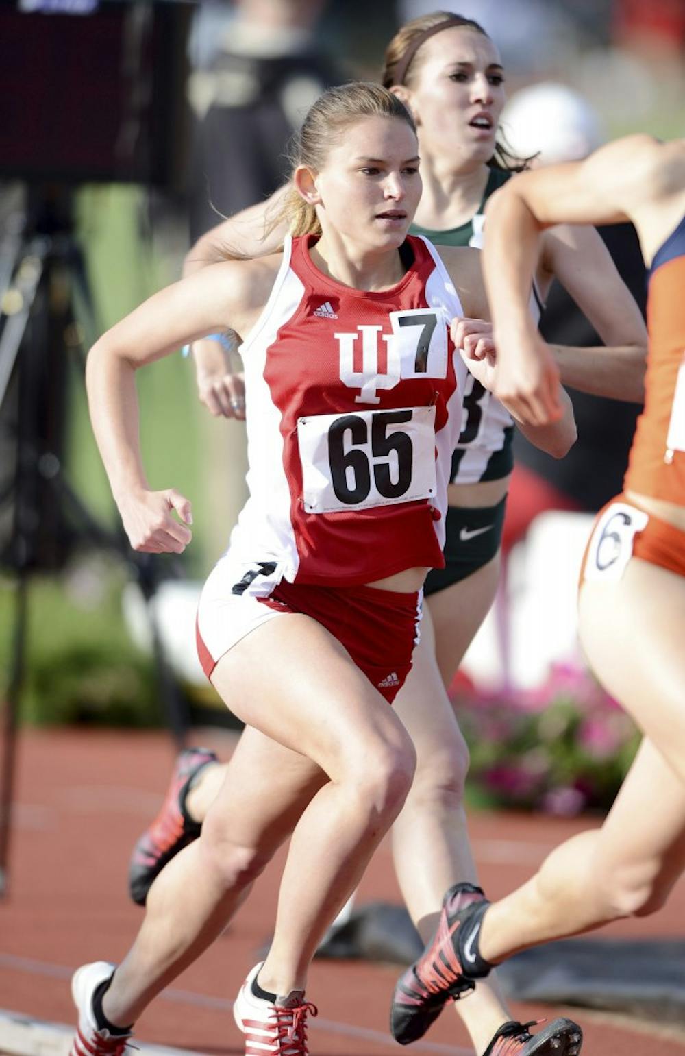 Samantha Gwin races on May 17, 2014 at the Big Ten Championships in West Lafayette, Ind.
