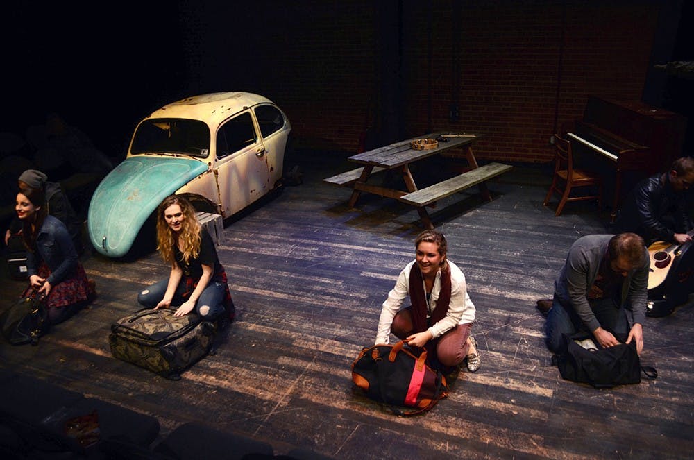 Members of University Players perform in "Fugitive Songs" on Friday in the IU Studio Theatre.