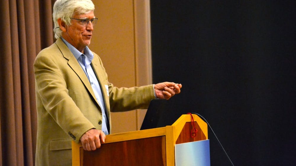 Dr. Russel Mittermeier, 2018 Indianaoplis Prize Winner, speaks Oct. 2 in the Neal-Marshall Black Cultural Center about the environment and saving the planet. Mittermeier is the chief conservation officer for the Global Wildlife Conservation.