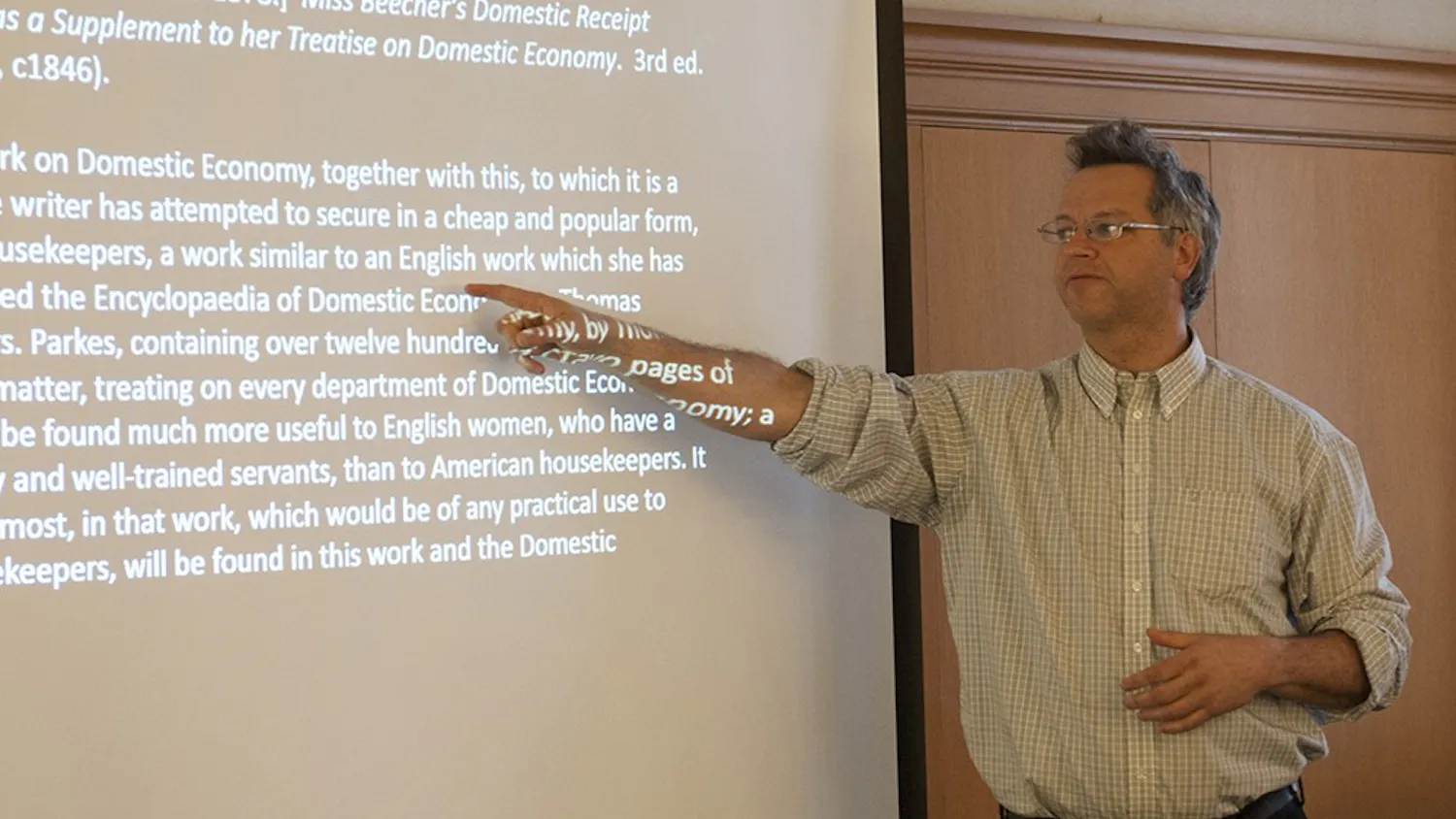 Konstantin Dierks, Associate Professor of History at IU, speaks Tuesday at Lilly Library. His lecture focused on the roots of American cuisine.