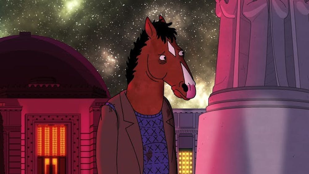 博杰克·霍斯曼站在Netflix原创秀的一个场景中；博杰克骑士。”；节目'；s的最后一季于1月31日发布。