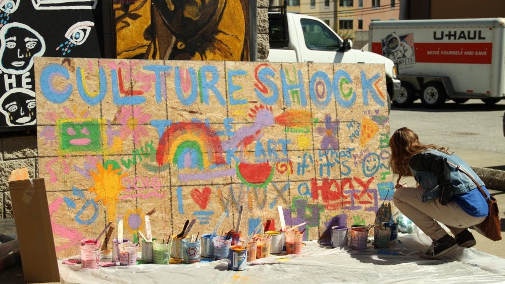 A mural was made by guests on April 10, 2016 at the Culture Shock event.&nbsp;