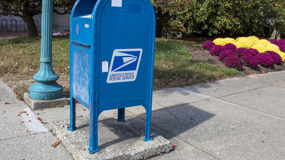 A U.S. Postal Service collection box sits Oct. 11 near the Indiana Memorial Union. 
