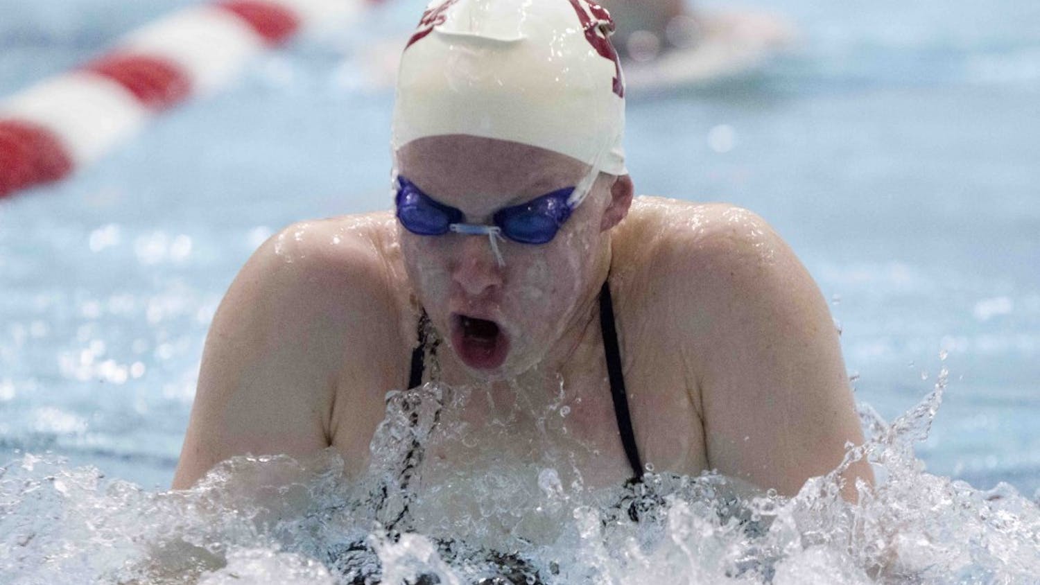 Freshman Lilly King practices turns during practice on Dec. 7, 2015 in the Counsilman-Bilingsley Aquatic Center.