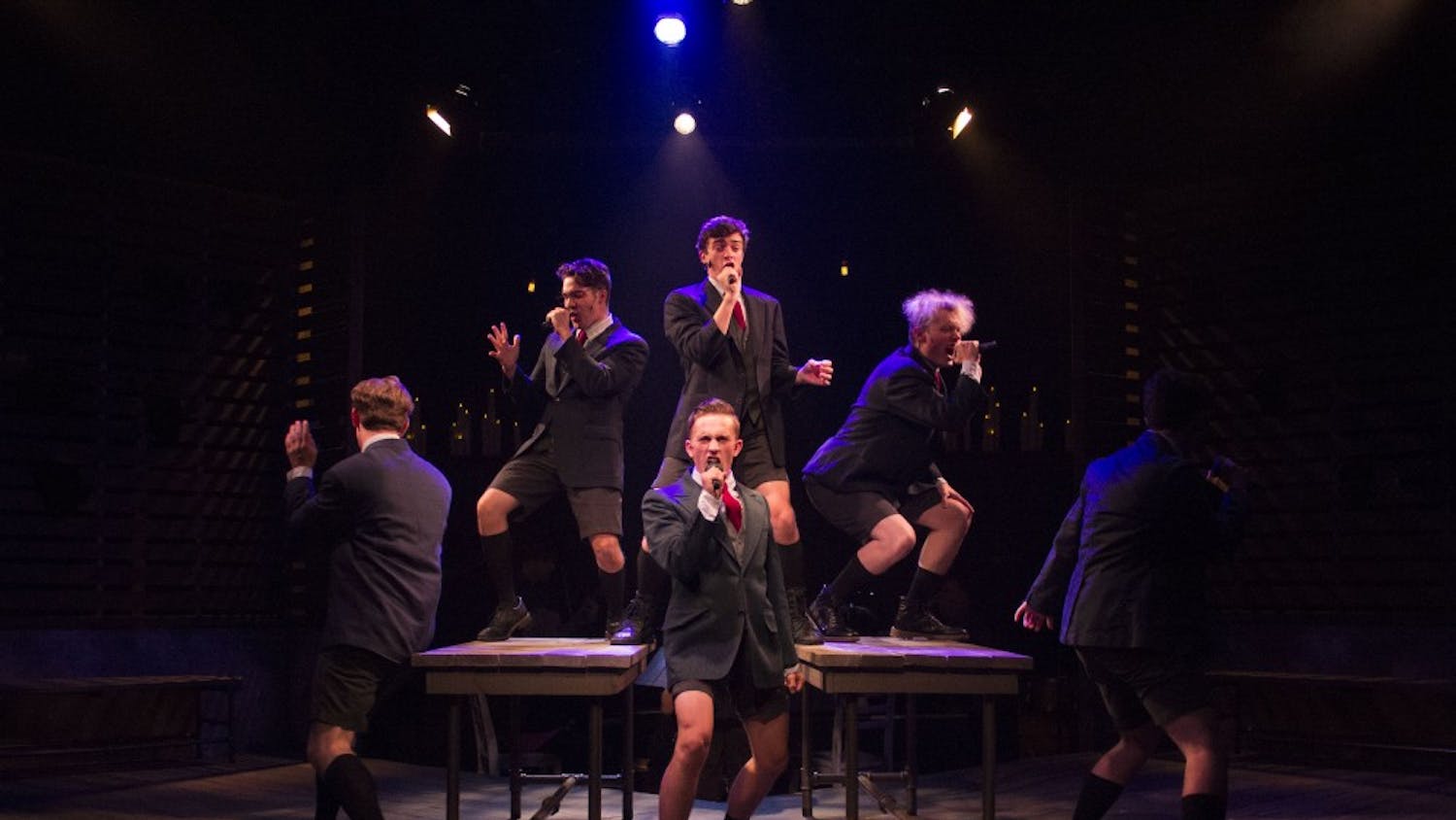 Scott Van Wye, Josh Carter, Kyle Mason, Justin Smusz, Garrett Thompson and Ben Dow perform "The Bitch of Living" in "Spring Awakening." The musical will be performed at the Ivy Tech John Waldron Arts Center Oct. 20-28 at 7:30pm.
