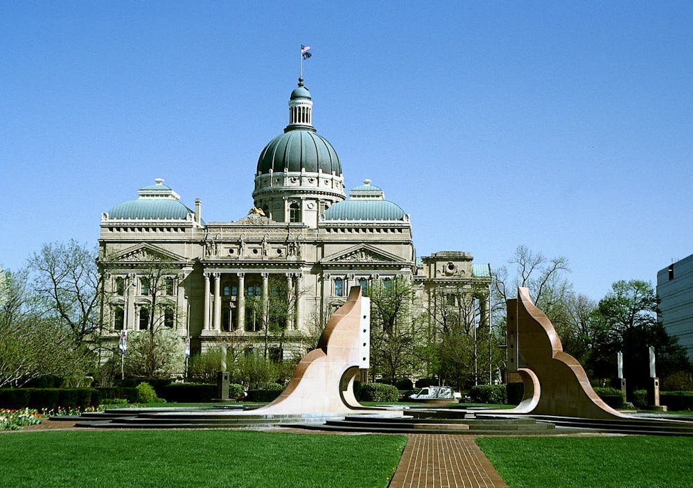 <p>The Indiana State House sits in downtown Indianapolis. The Satanic Temple, a nontheistic religious organization based in Salem, Massachusetts, is suing the state of Indiana, according to an article from the IndyStar.</p>