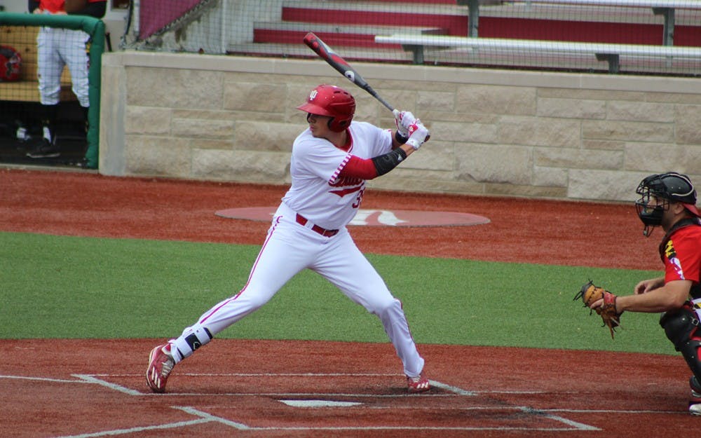 Senior outfielder Craig Dedelow at the plate for his first plate appearance Friday against the Maryland Terrapins. Dedelow is hitting .242 this season and was hitting out of the five-spot against the Terps.