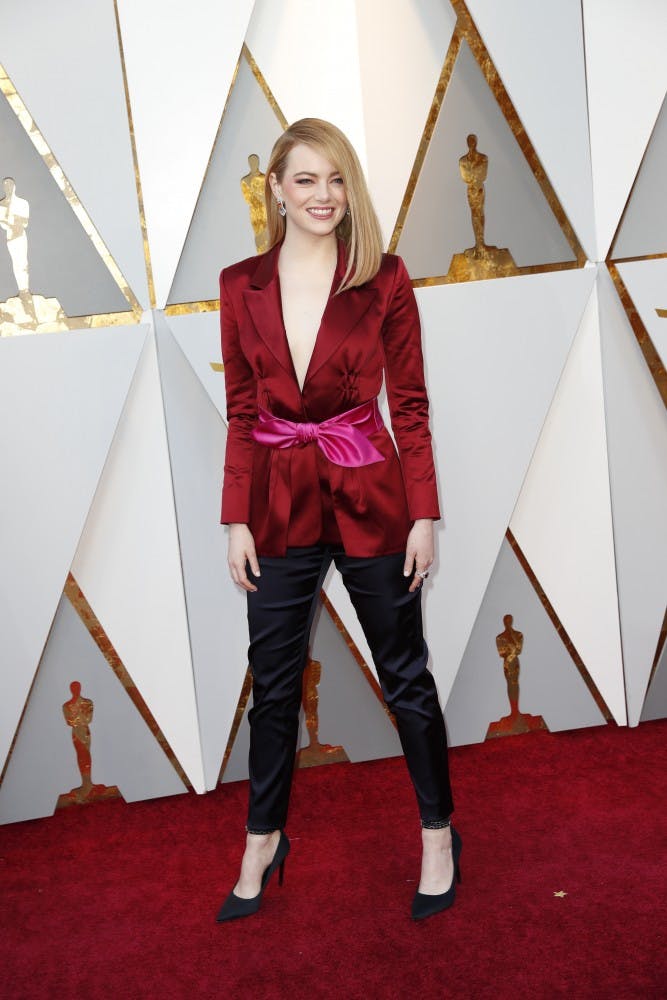 Emma Stone arrives at the 90th Academy Awards on Sunday, March 4, 2018, at the Dolby Theatre at Hollywood &amp; Highland Center in Hollywood.&nbsp;